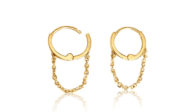 14KT Gold Mini Chain Huggie Clicker Earring by KEILA